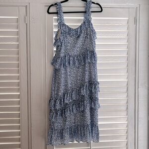 Alexia admor blue and white floral ruffle dress size 6 small